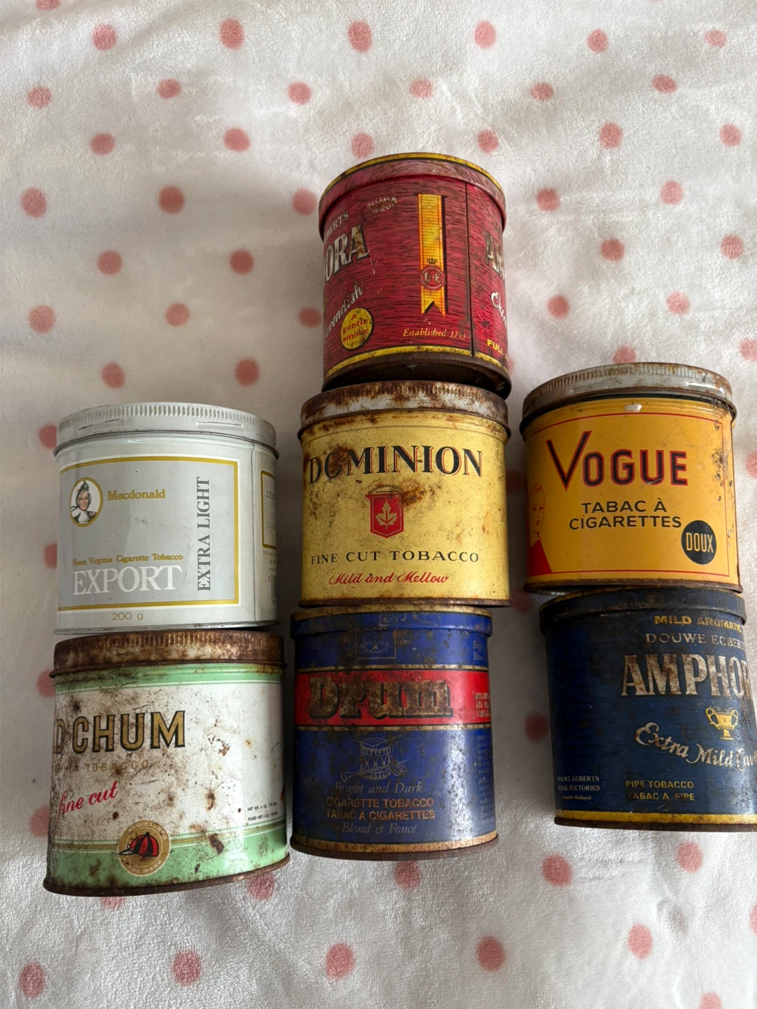 Lot of 7 Vintage Tobacco Tins