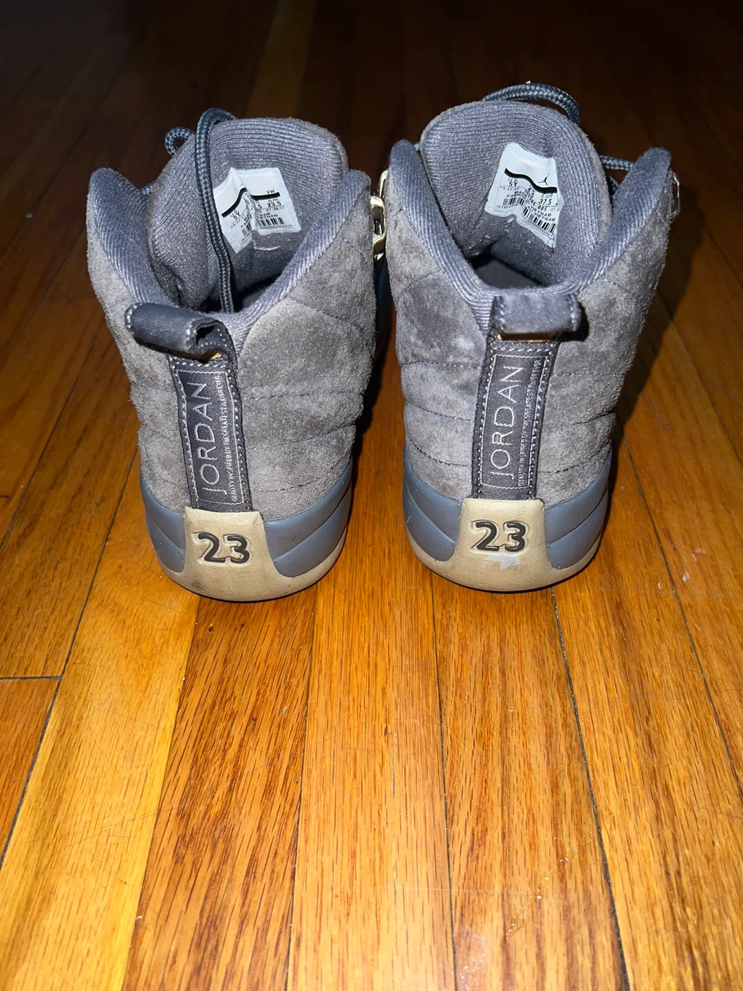 Air Jordan 12 Retro Grey Suede High Top Sneakers - photo 3