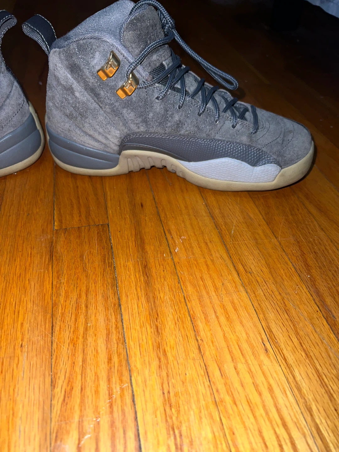 Air Jordan 12 Retro Grey Suede High Top Sneakers - photo 5