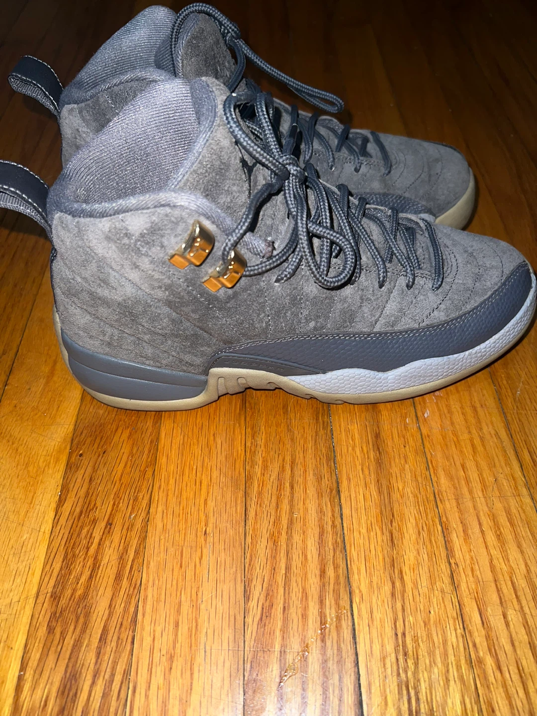 Air Jordan 12 Retro Grey Suede High Top Sneakers - photo 2