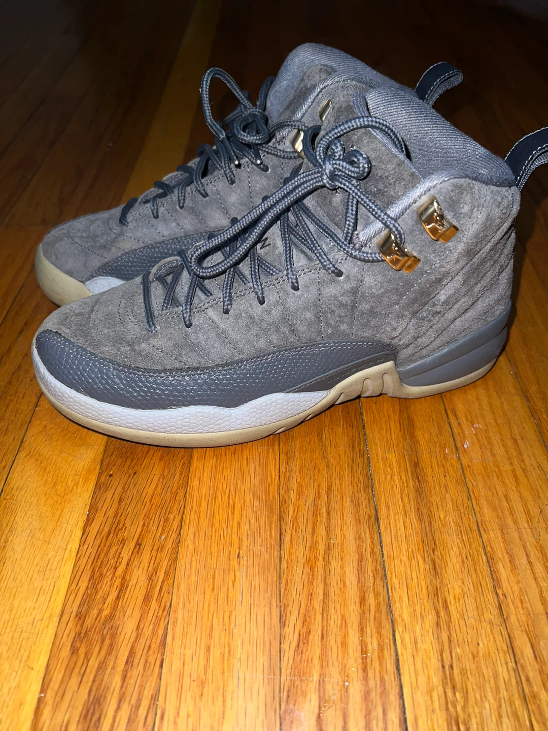 Air Jordan 12 Retro Grey Suede High Top Sneakers - photo 4