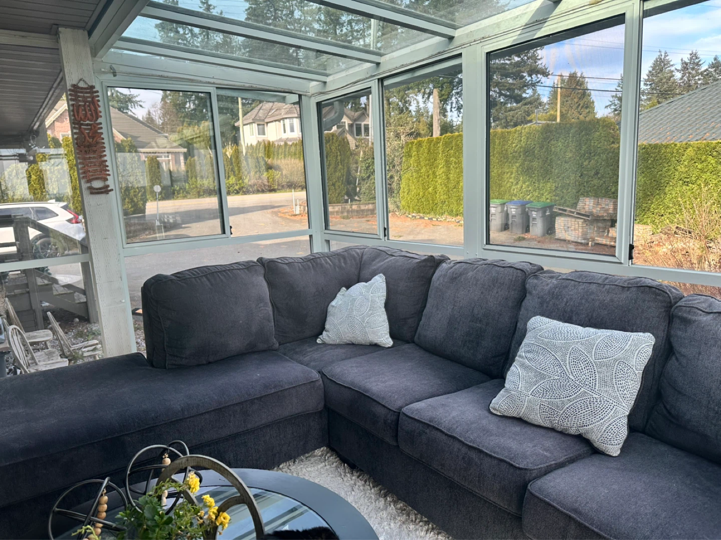 Dark Grey Sectional Sofa with Chaise