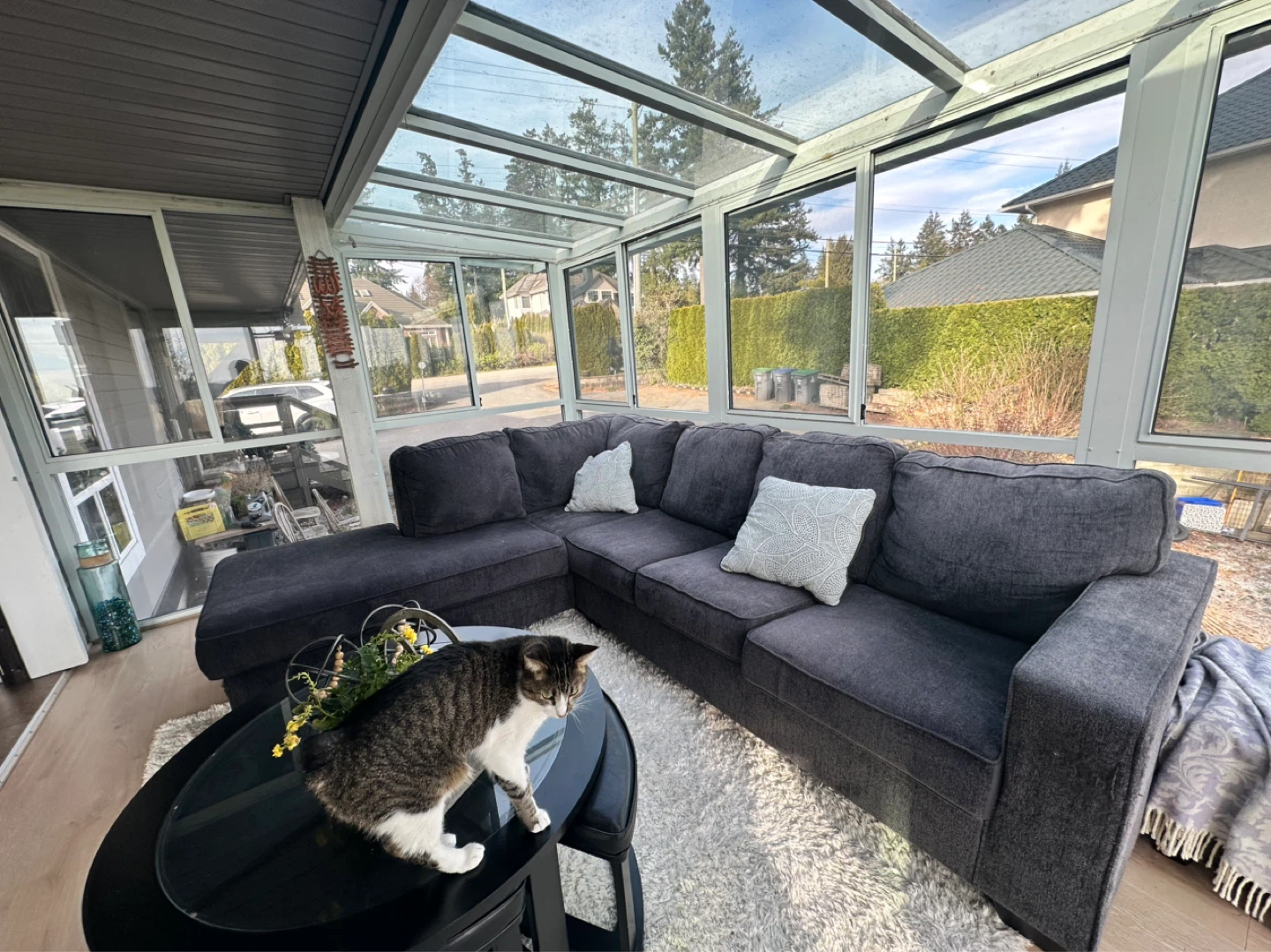 Dark Grey Sectional Sofa with Chaise - photo 2