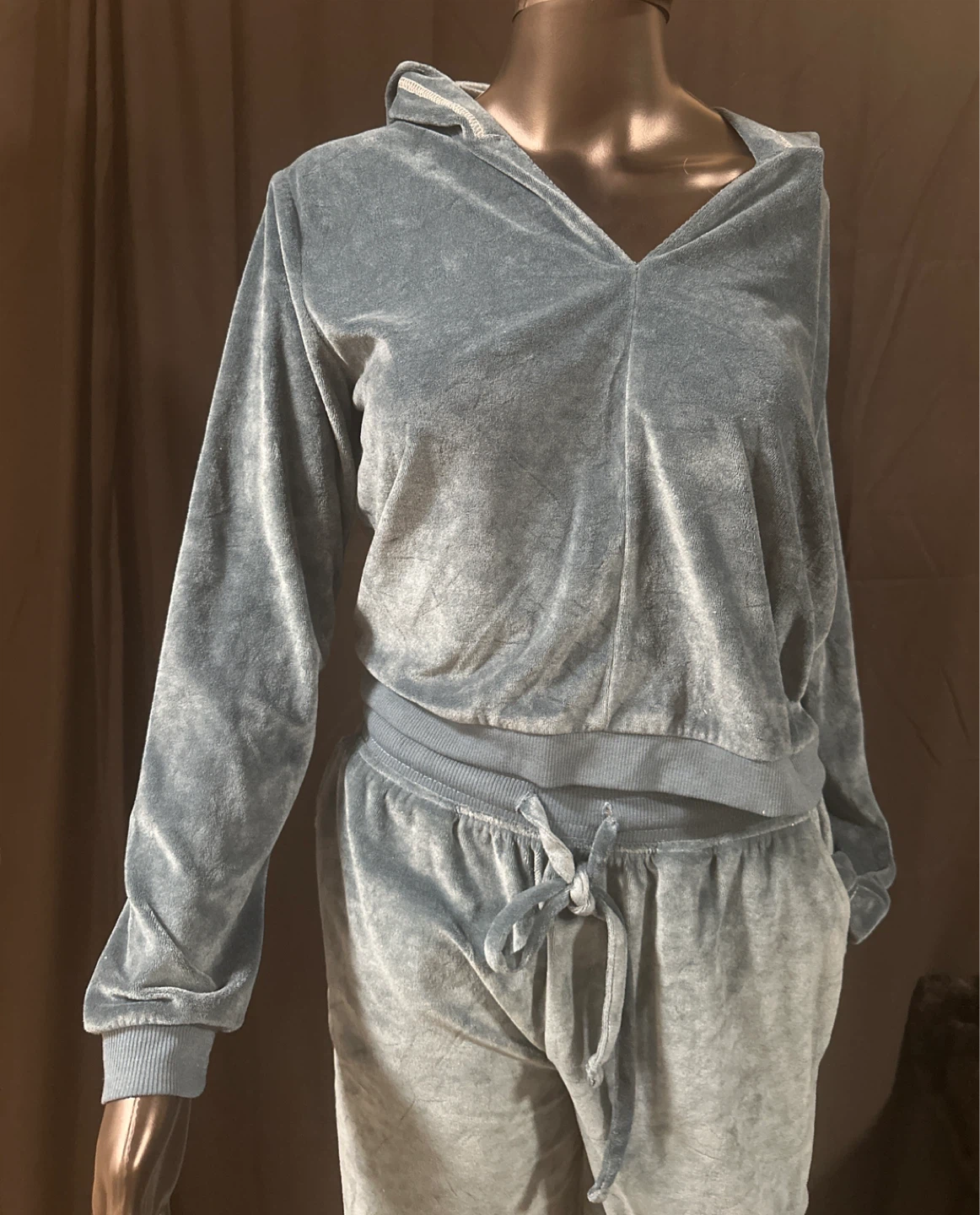Light Blue Velour Hoodie and Jogger Set - photo 2
