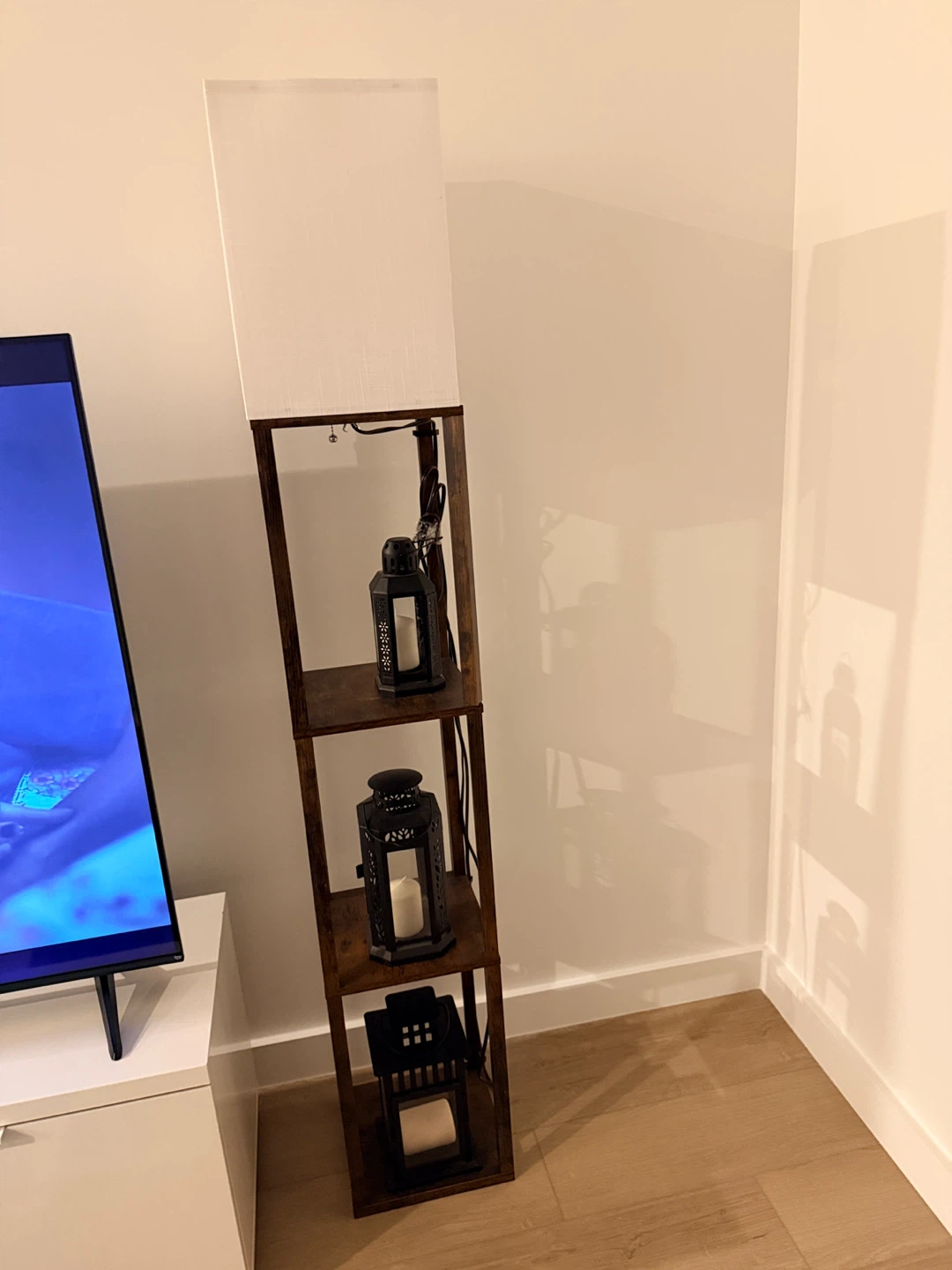 Standing Lamp with Shelves and Lanterns