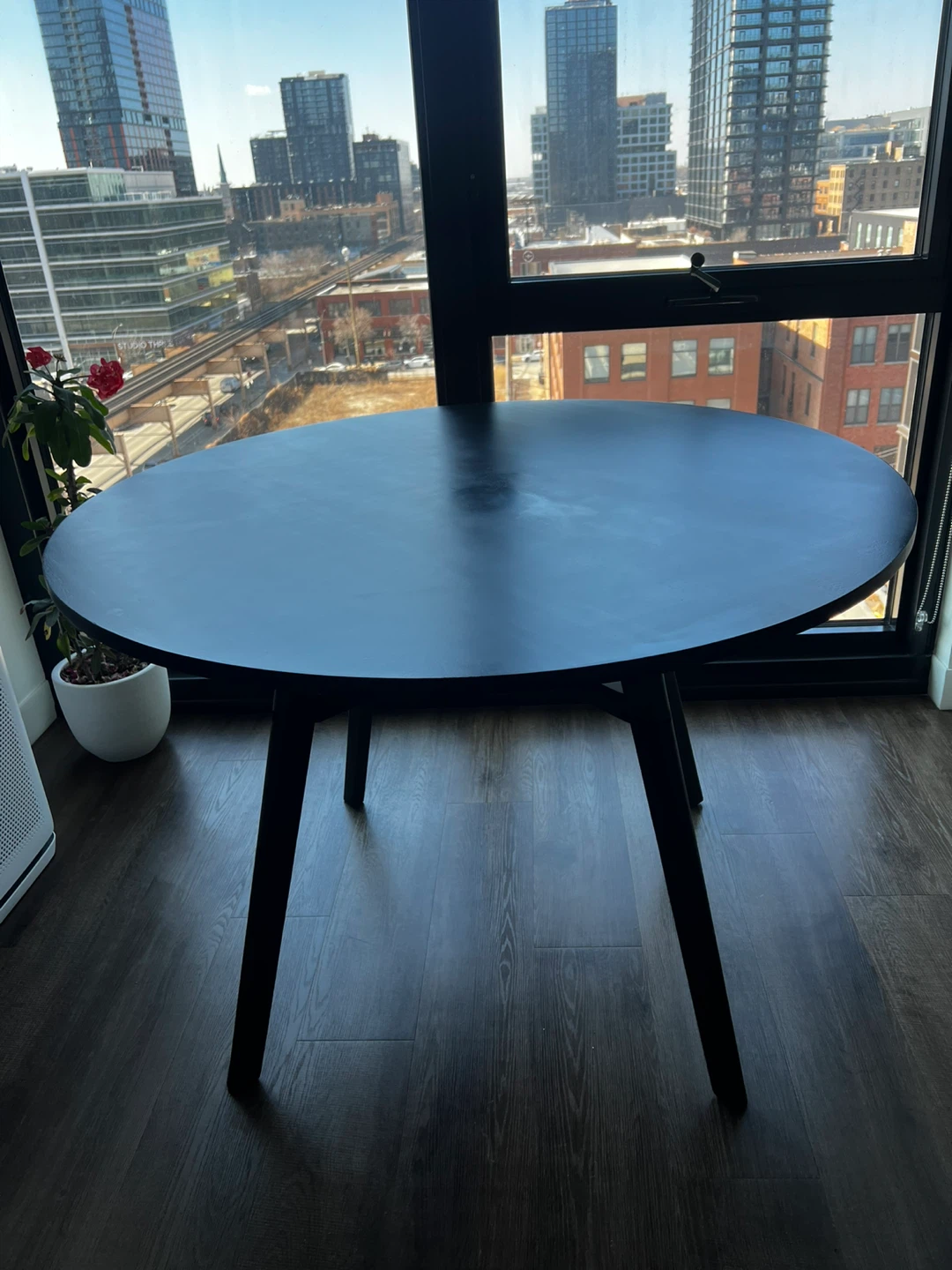 Solid Wood Round Dining Table – 44” – Modern Black Finish - photo 4