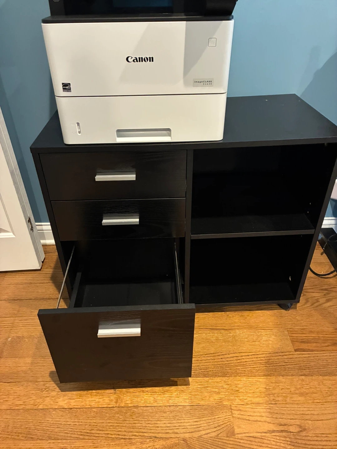 Black 3-Drawer Storage Cabinet with Shelves (moving sale) - photo 2