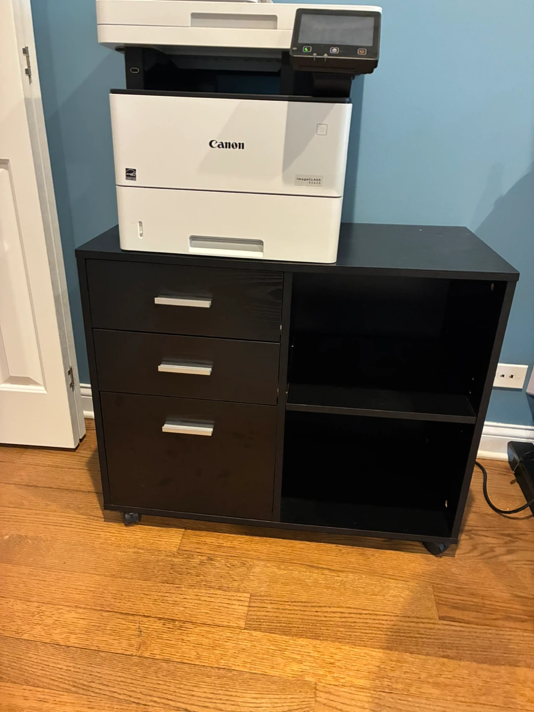 Black 3-Drawer Storage Cabinet with Shelves (moving sale) - photo 3