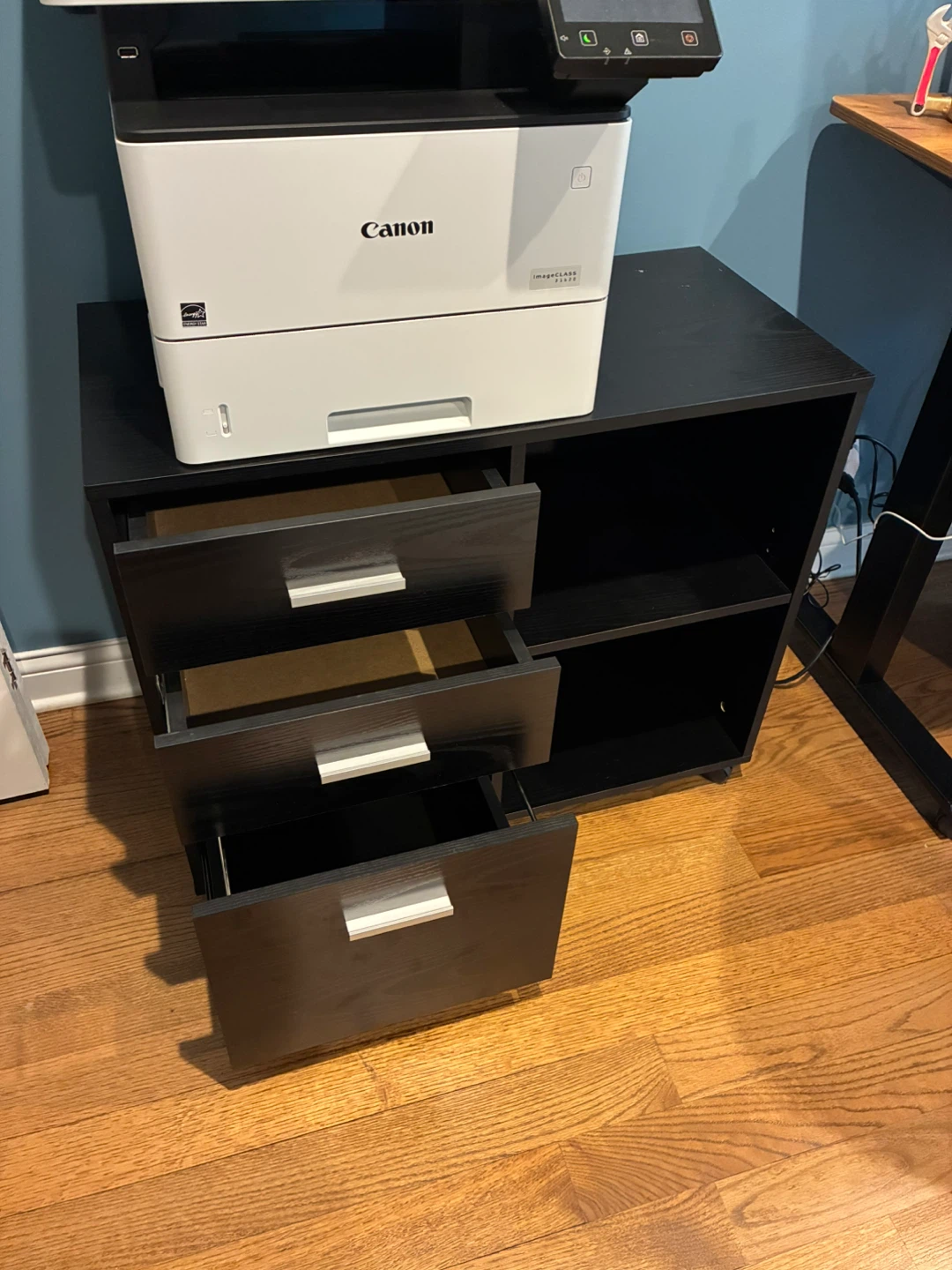 Black 3-Drawer Storage Cabinet with Shelves (moving sale)