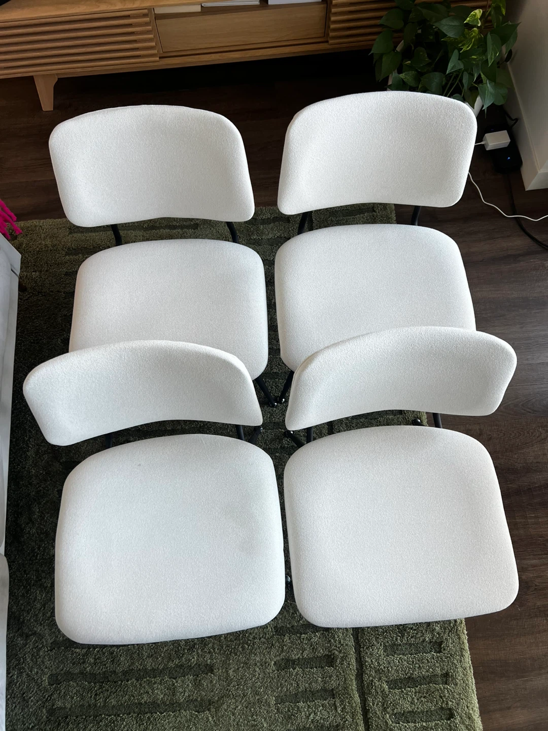 Set of 4 White Boucle Dining Chairs - photo 2