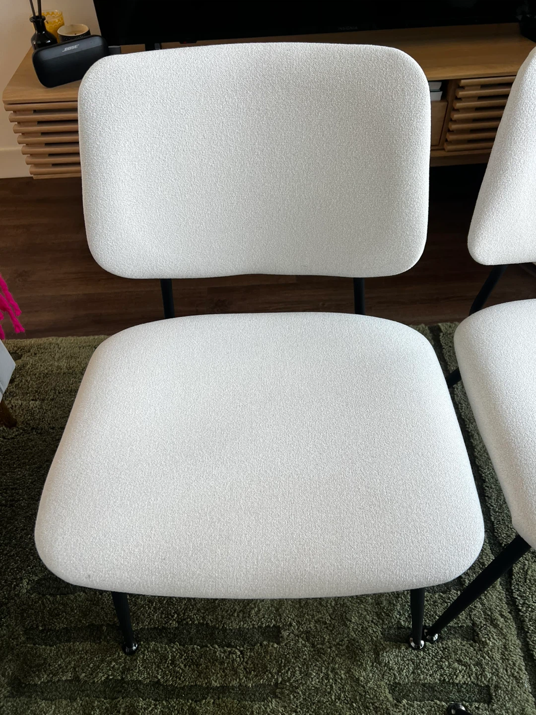Set of 4 White Boucle Dining Chairs - photo 5