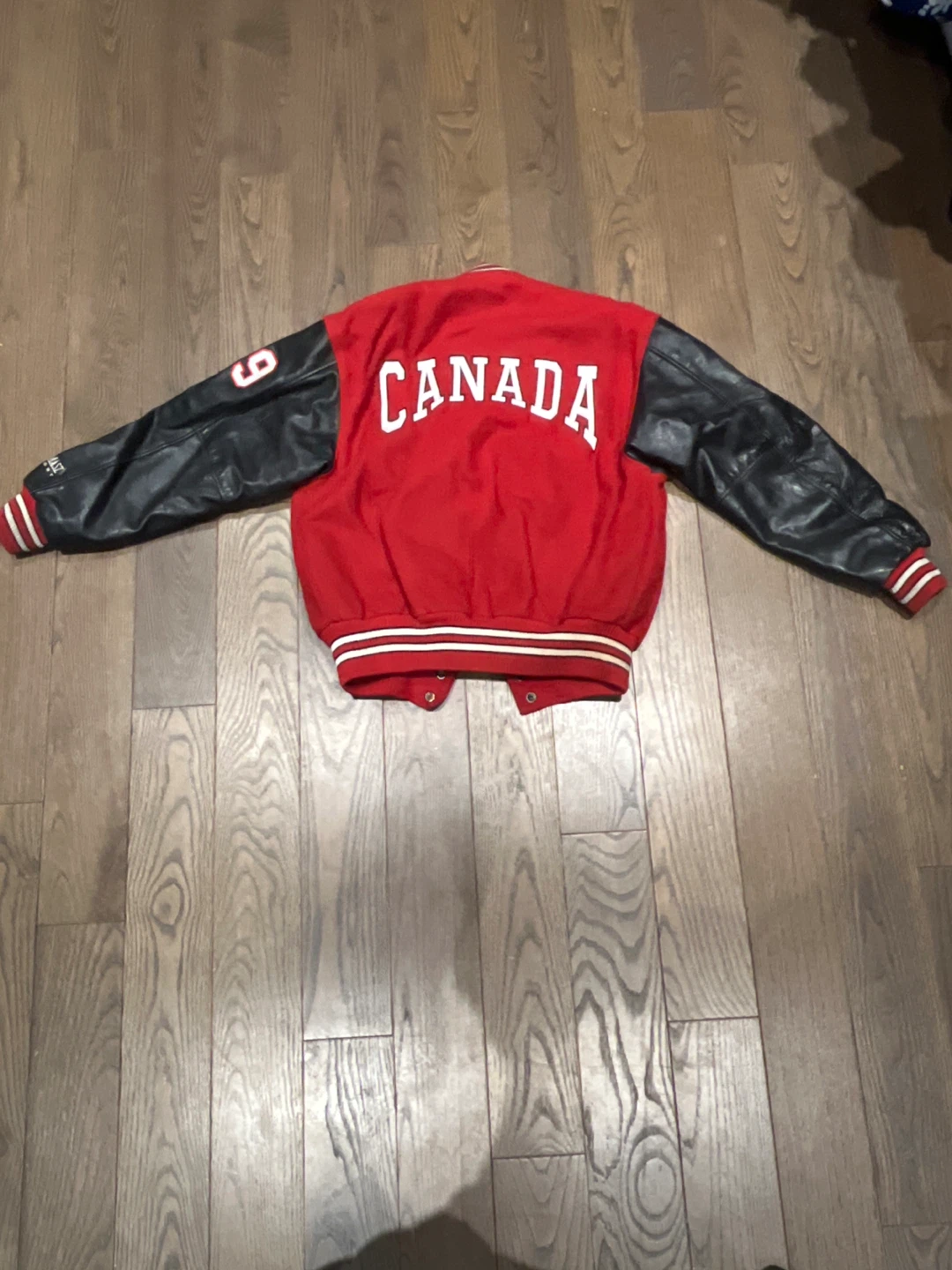 Red Canada Letterman Jacket with Black Leather Sleeves - photo 2