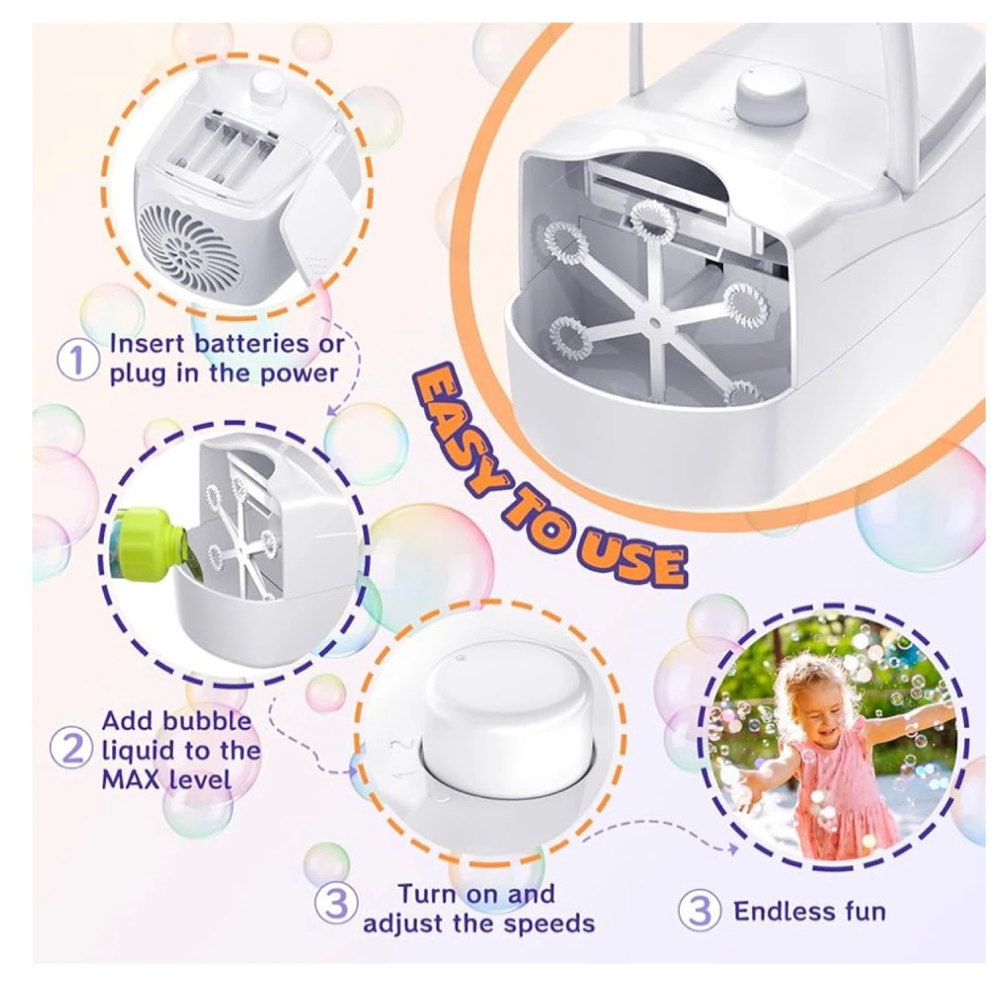 Automatic Bubble Machine with USB Cable - photo 2