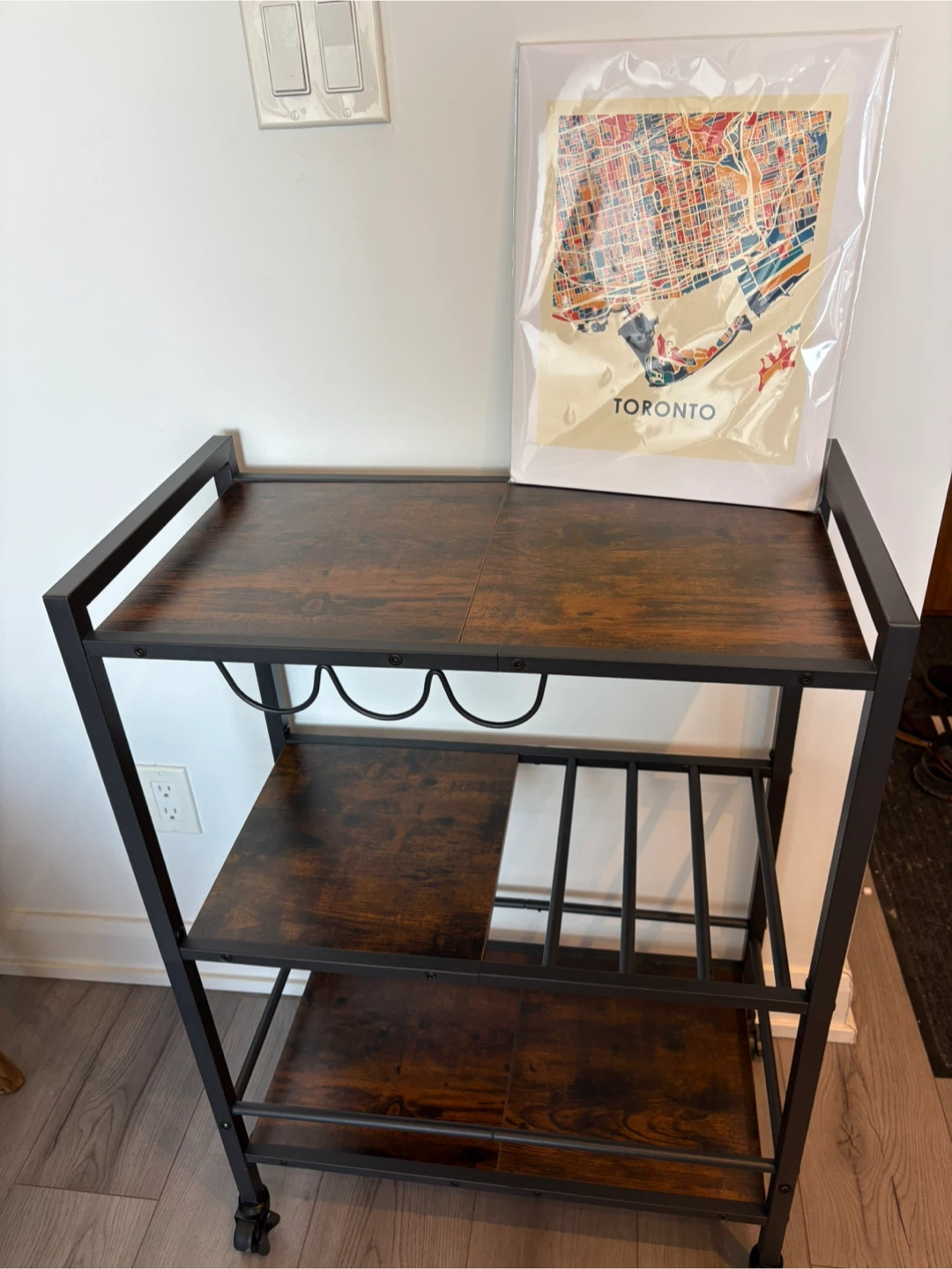 Rolling Bar Cart with Wine Rack