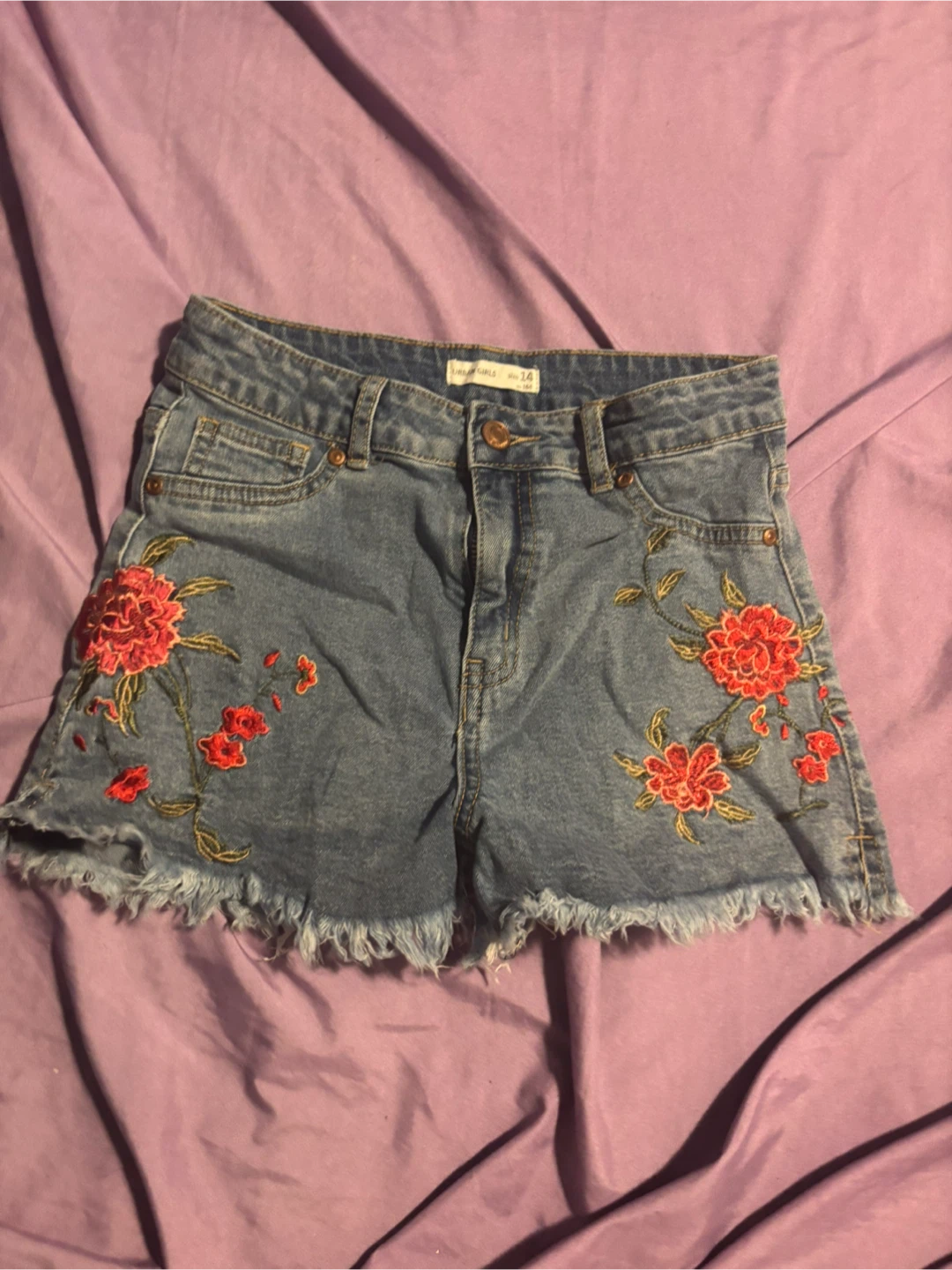 Urban Girls Embroidered Denim Shorts Size 14