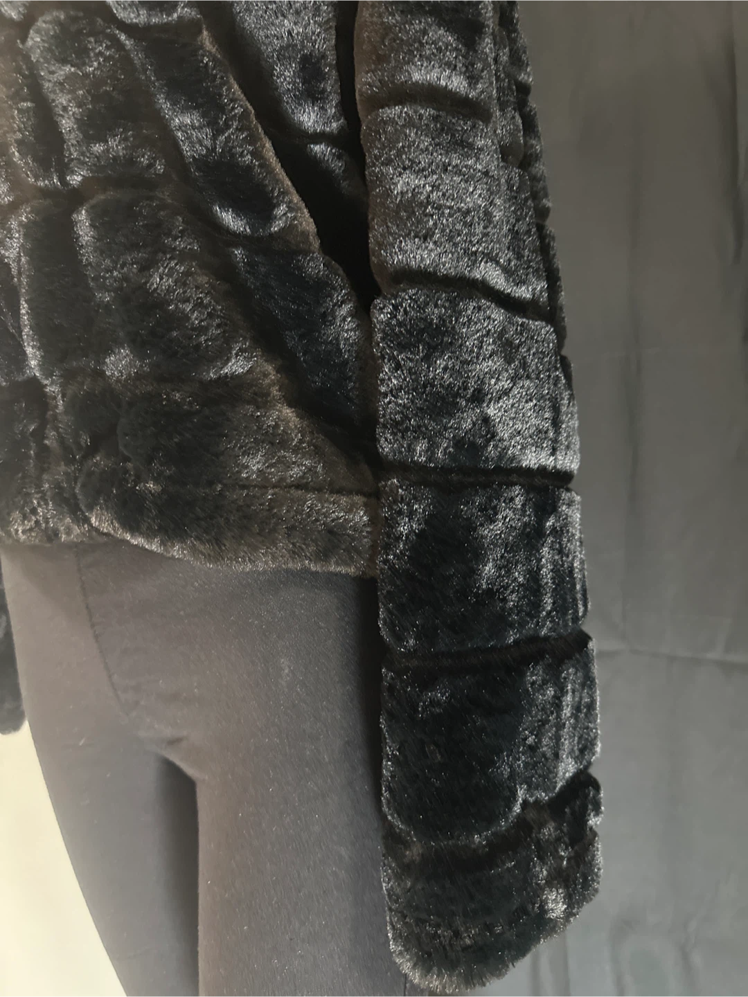 Black Faux Fur Hooded Jacket - photo 2