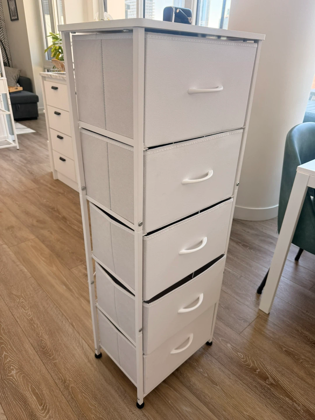 White 5-Drawer Fabric Storage Unit - photo 2