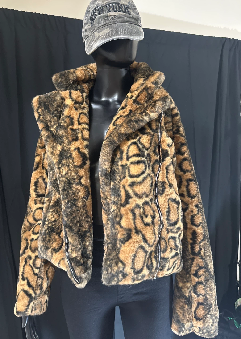 Leopard Print Faux Fur Jacket