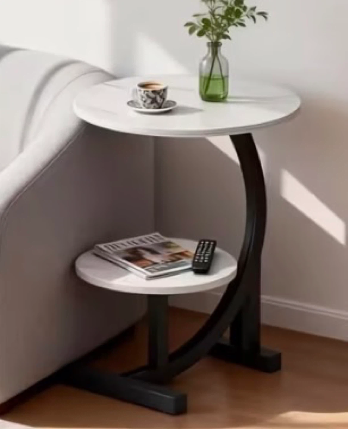 Marble look two tier table