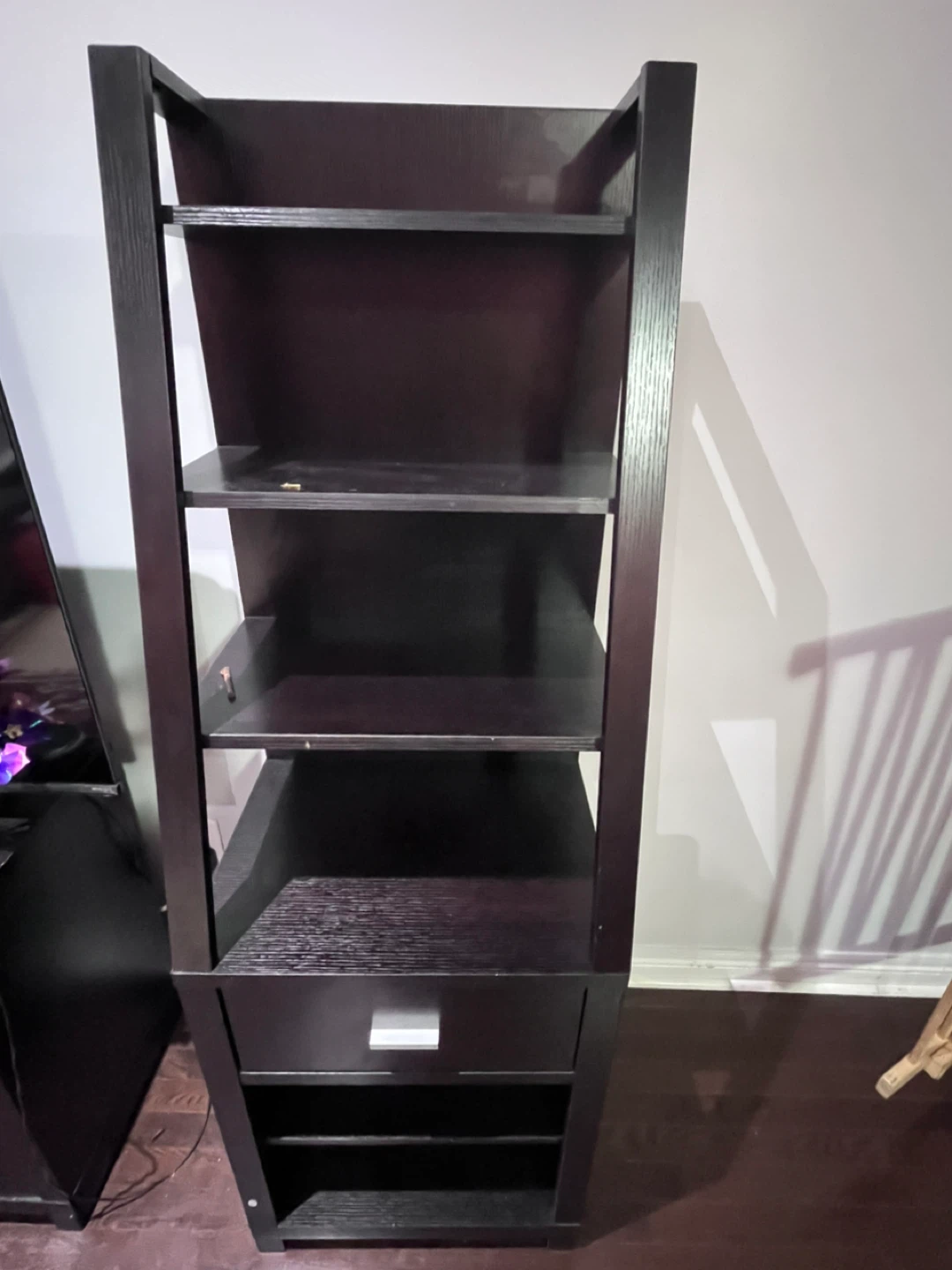 Dark Wood Bookcase with Drawer - photo 2