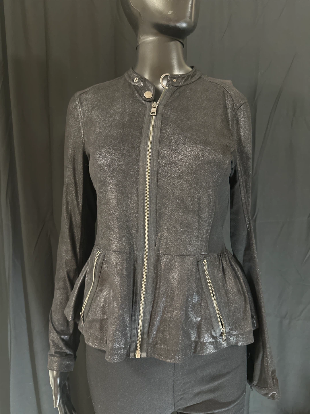 Black Peplum Moto Jacket