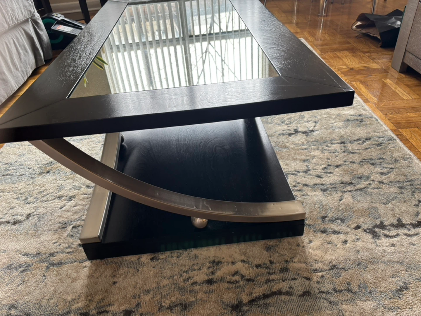 Modern Black Coffee Table with Glass Top - photo 2