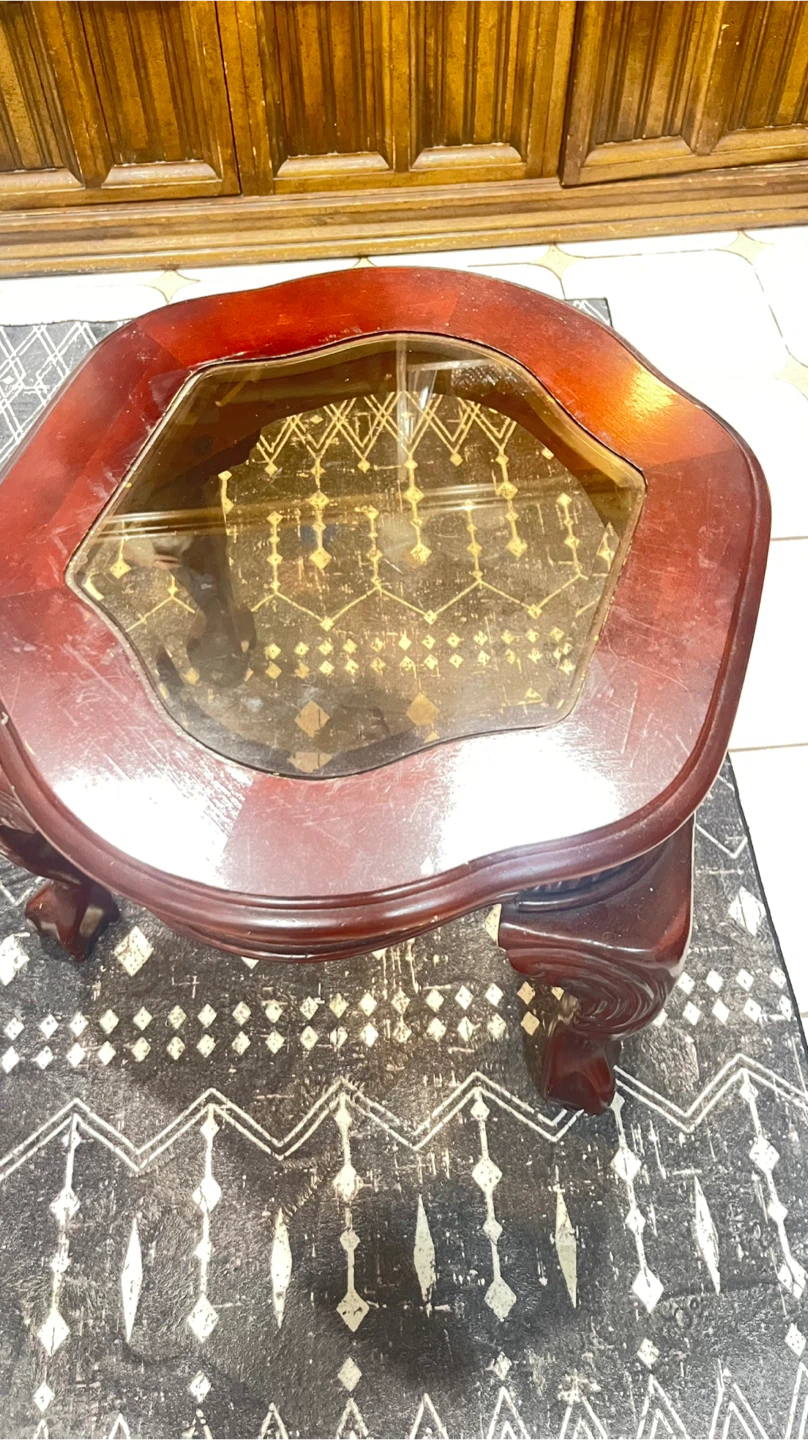 Vintage Wooden Coffee Table with Glass Top - photo 3