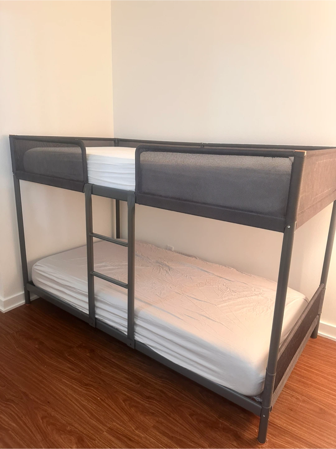Grey Metal Bunk Bed with Guard Rails