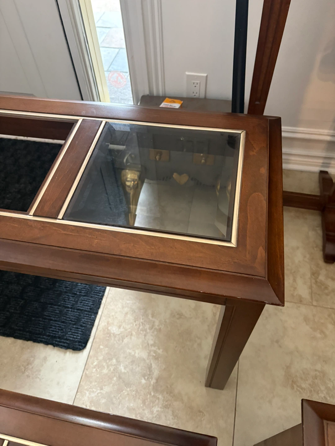 Set of 4 Wooden Coffee and End Tables with Glass Tops - photo 2