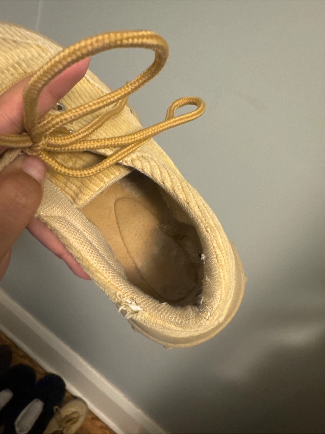 Yellow Corduroy Lace-Up Platform Shoes - photo 3