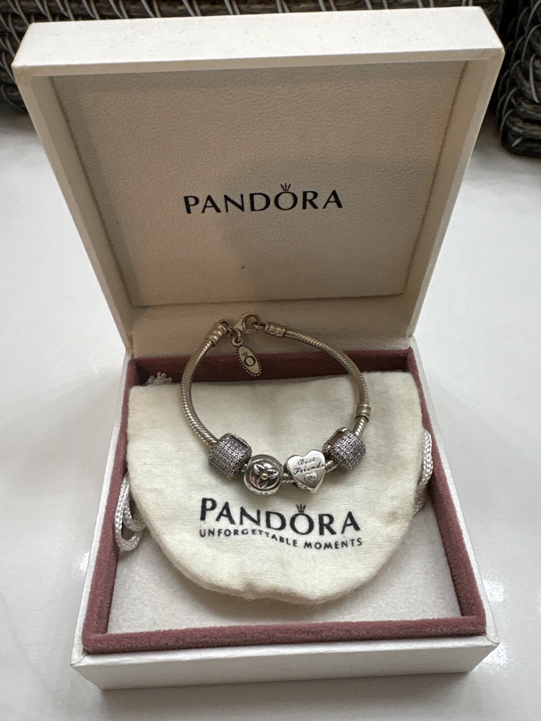Kids Pandora "Best Friends" Charm Bracelet Sterling Silver