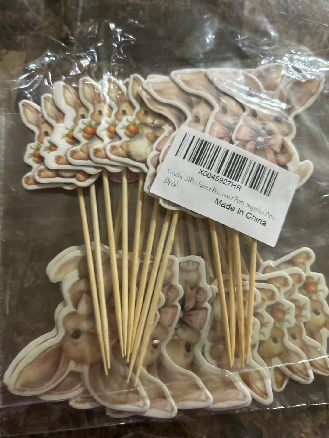 New-Cute 24Pcs Easter Bunny Cupcake Toppers