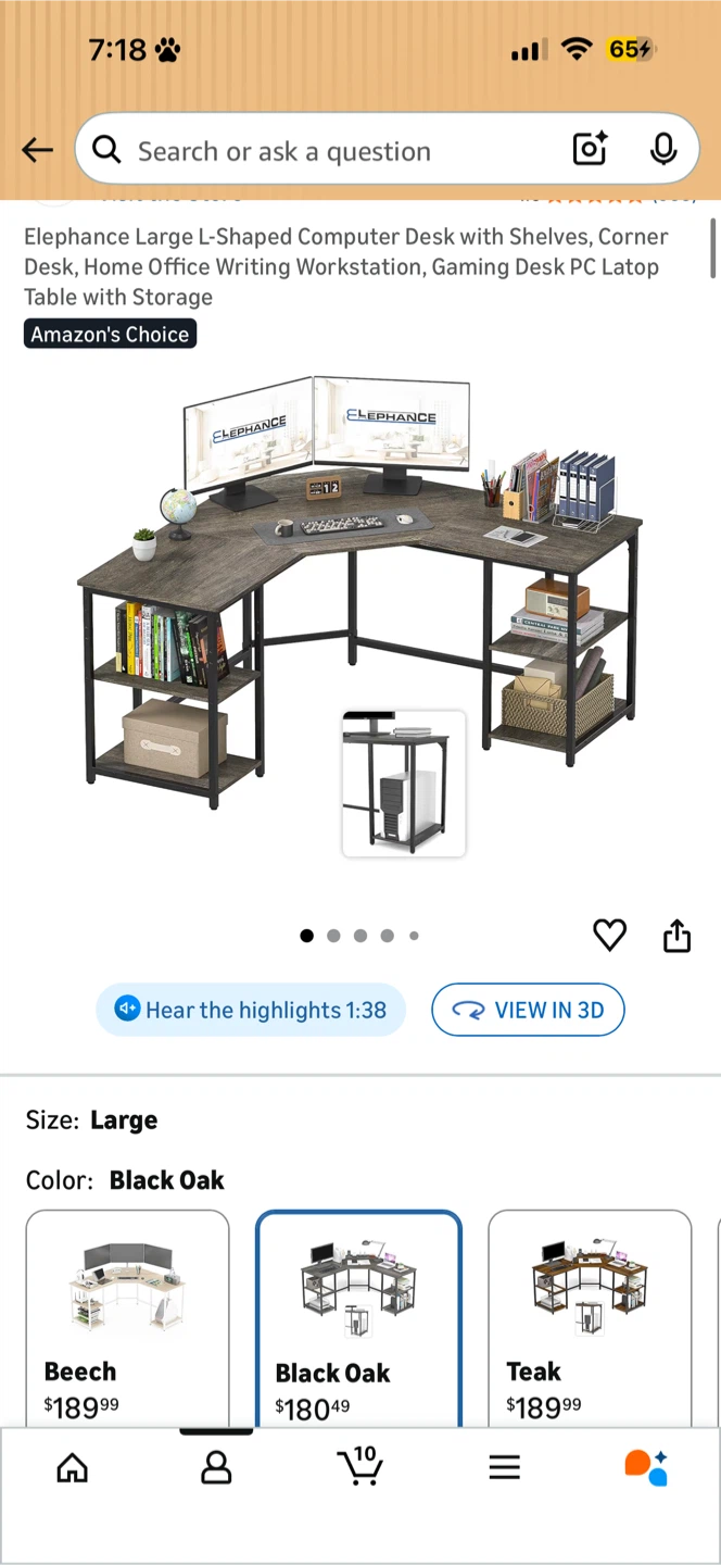 Computer Desk with Shelves - Black Oak - photo 2