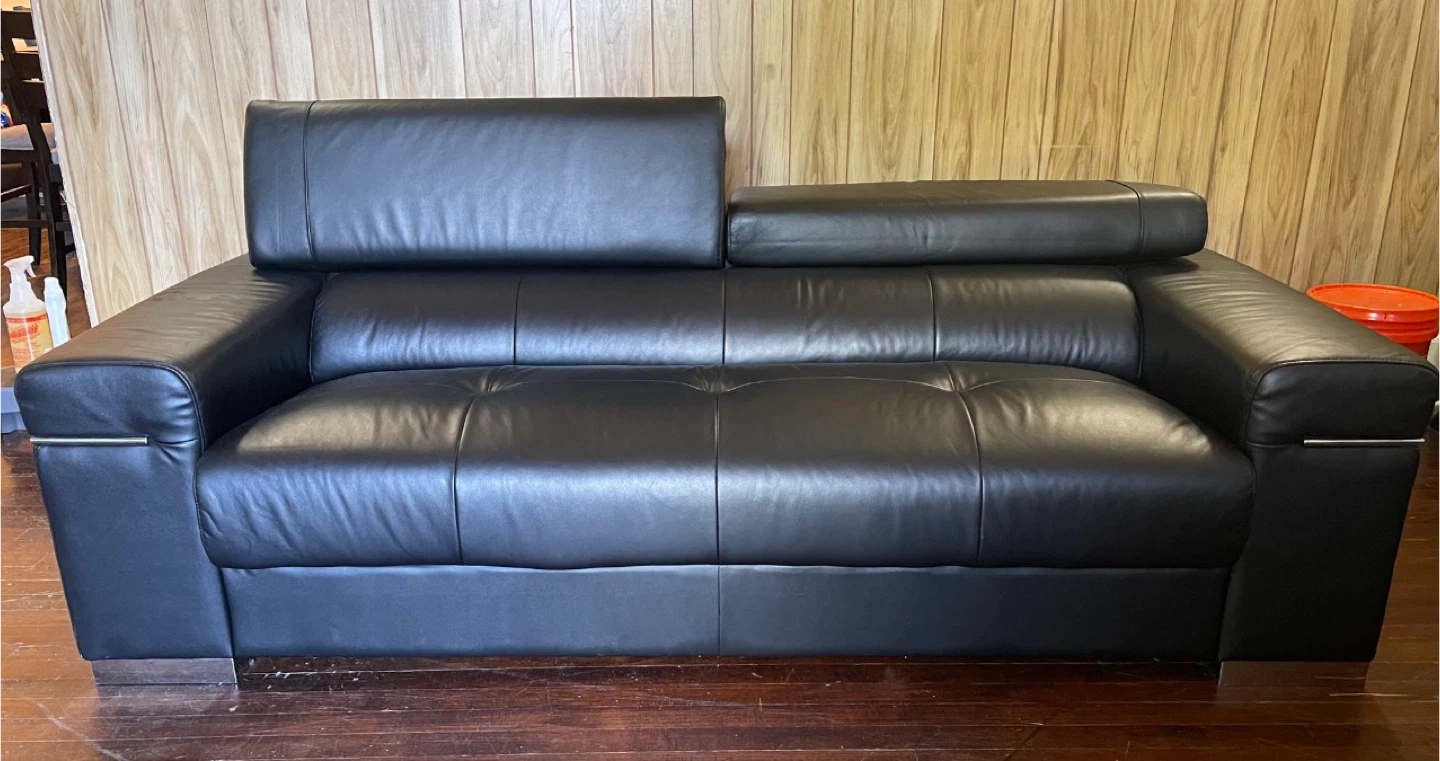 Black Leather Sofa - photo 3