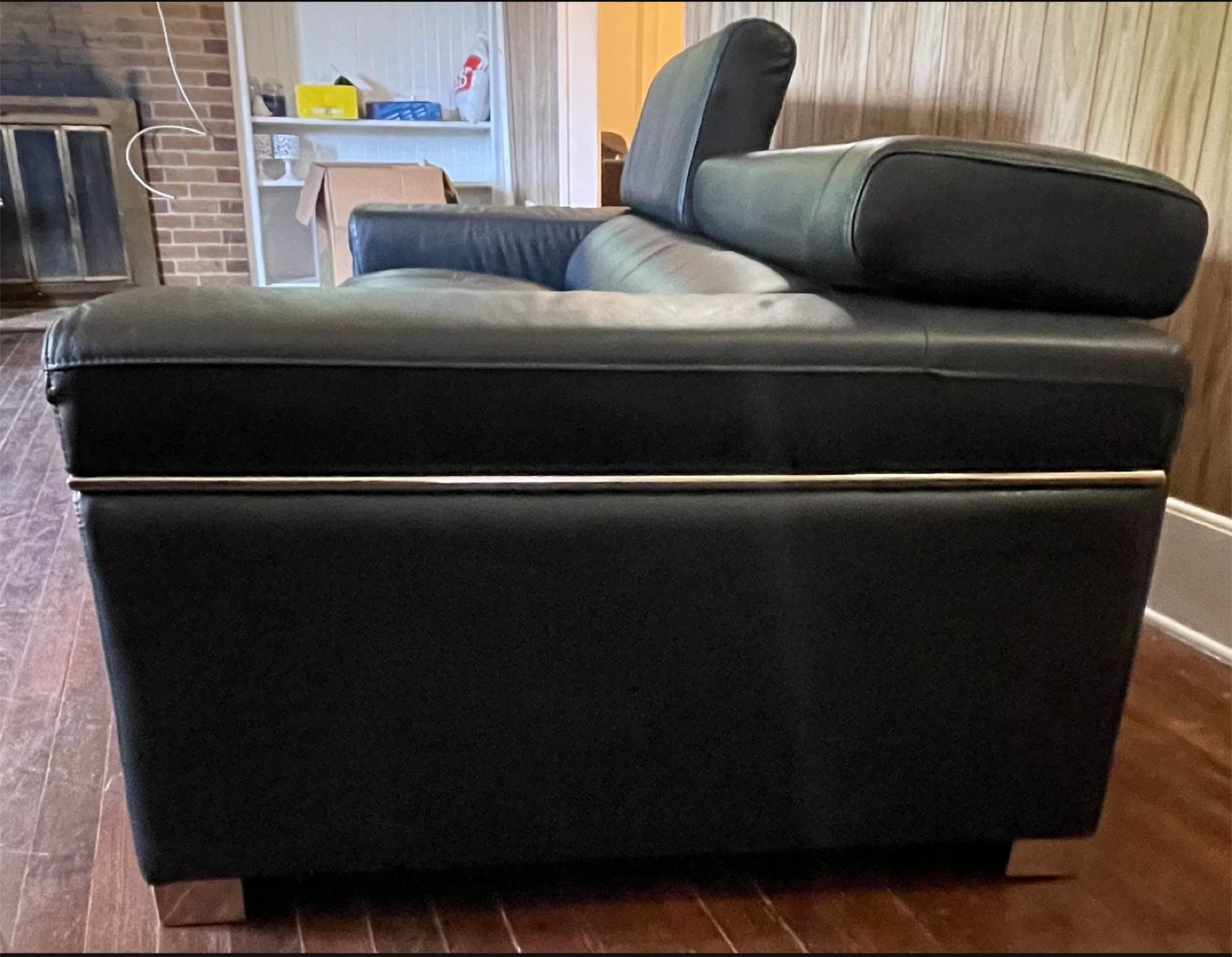 Black Leather Sofa - photo 2