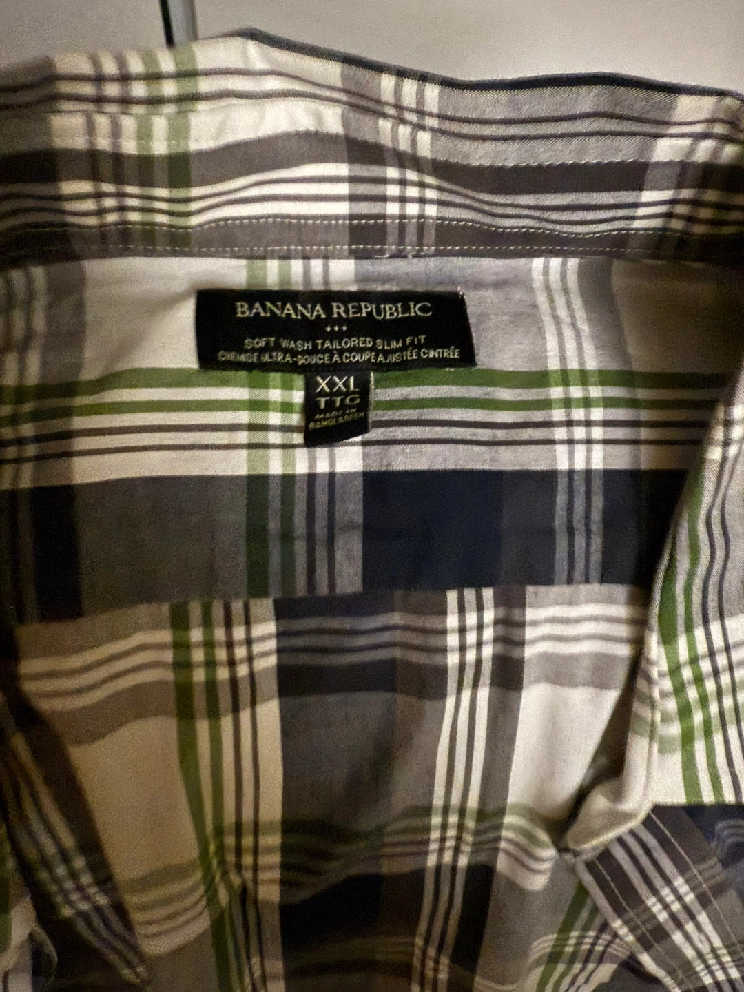 Banana Republic Soft Wash Tailored Slim Fit Plaid Shirt XXL