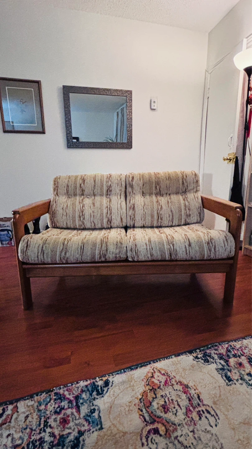 Vintage Wood Framed Loveseat - photo 3