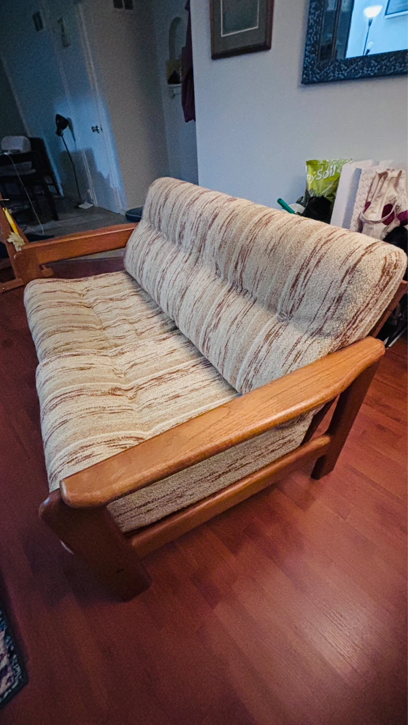 Vintage Wood Framed Loveseat