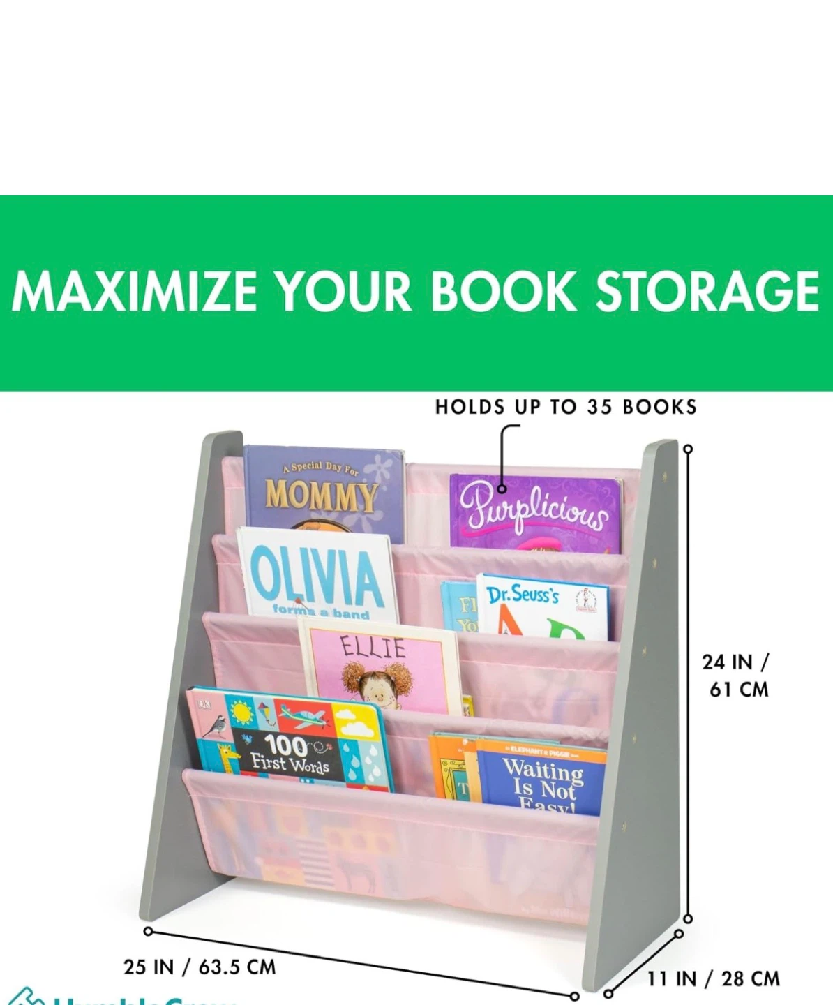 Pink Kids Sling Book Shelf Book Rack - photo 4