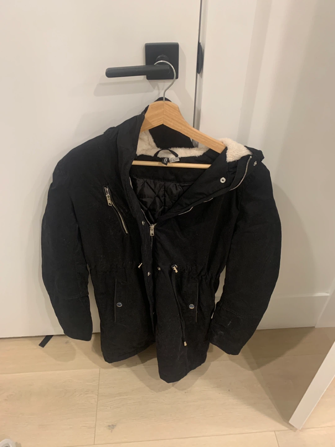 H&M Divided Black Hooded Parka Jacket women’s