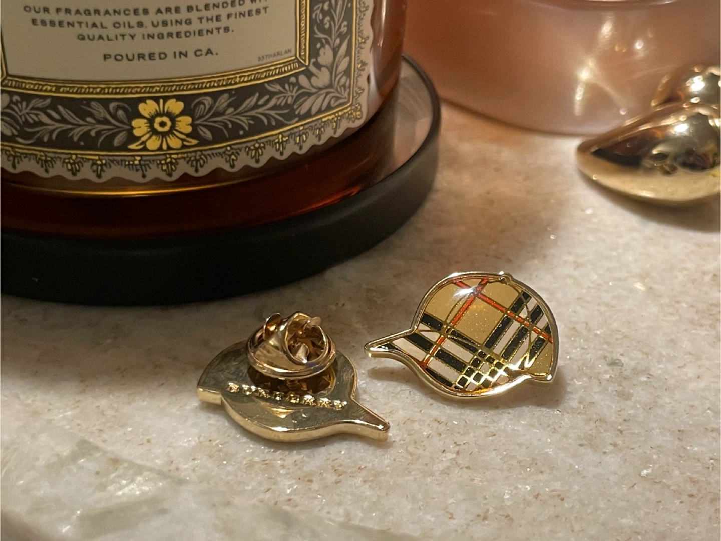 *RARE* Burberry Nova Check Baseball Cap Pins (Set of 2) - photo 4