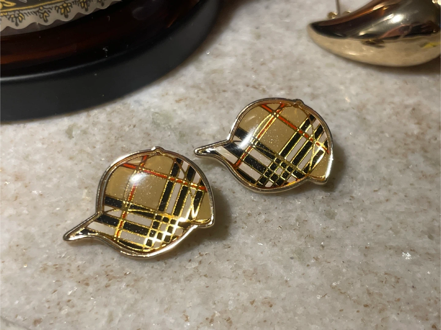 *RARE* Burberry Nova Check Baseball Cap Pins (Set of 2) - photo 3