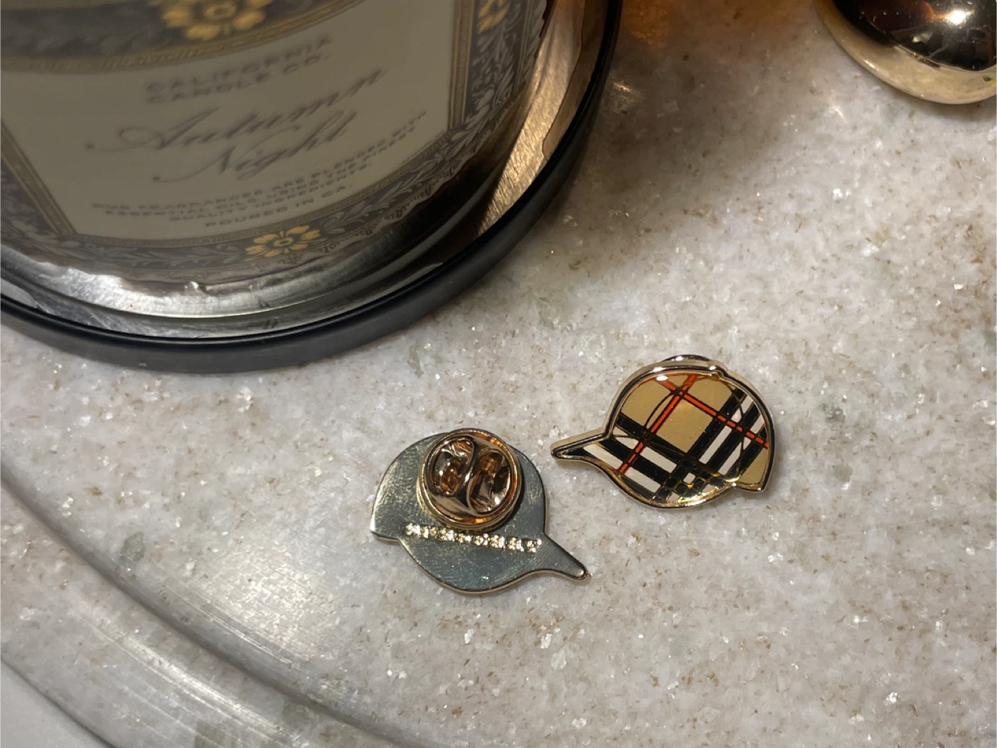 *RARE* Burberry Nova Check Baseball Cap Pins (Set of 2)