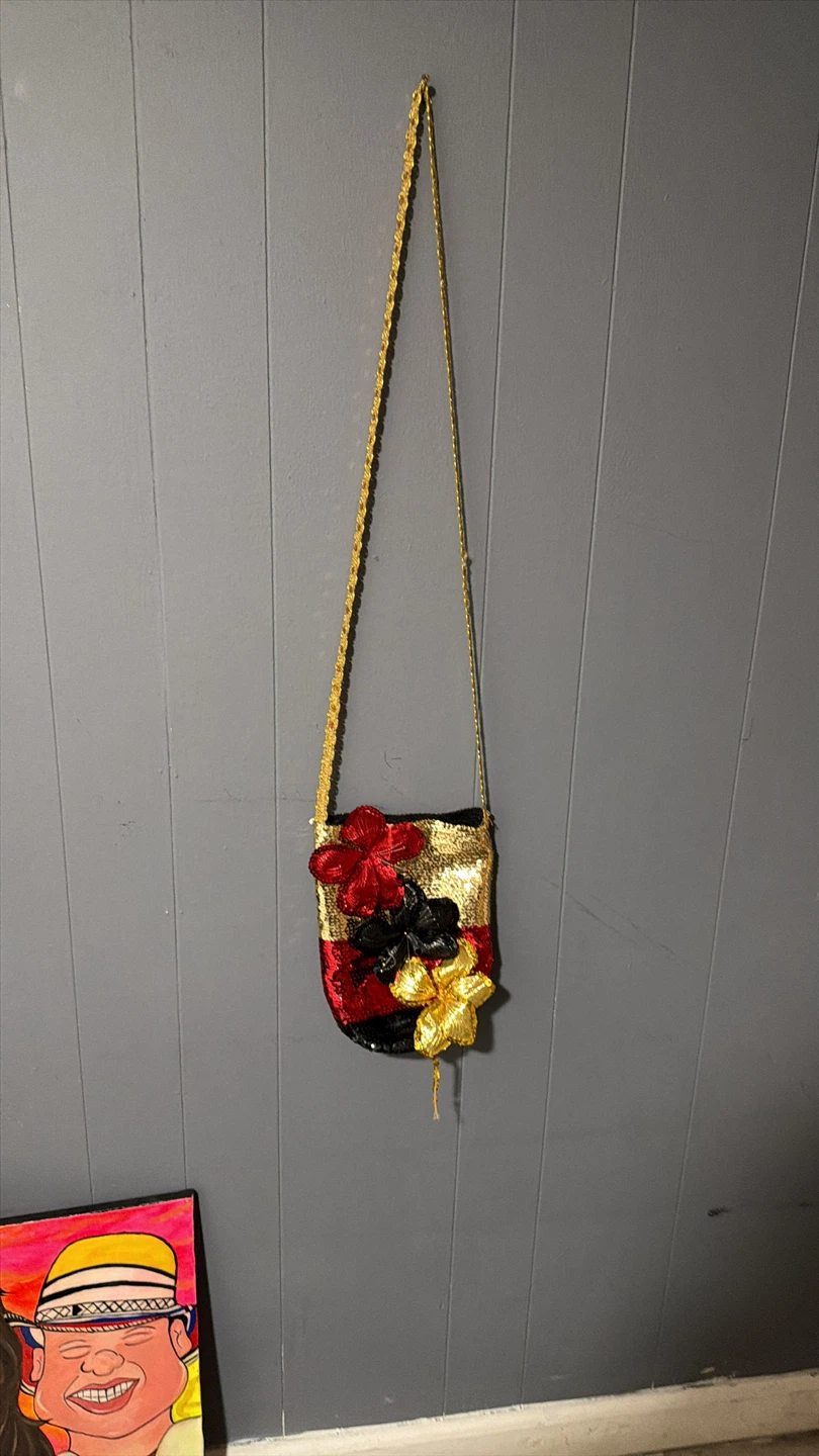 Sequin Mini Bag with Flower Appliques - photo 3