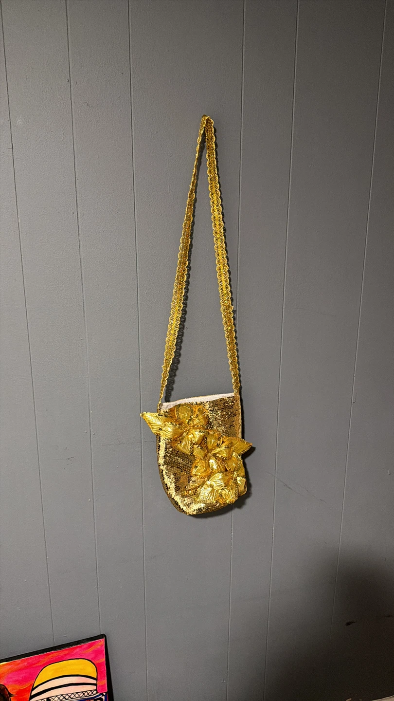 Sequin Mini Bag with Flower Appliques