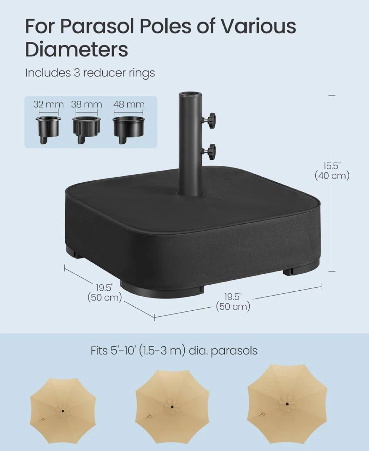 SONGMICS Patio Umbrella Base - Black - photo 5