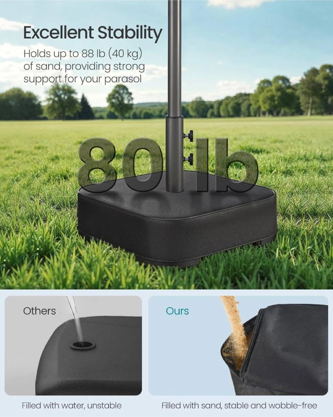 SONGMICS Patio Umbrella Base - Black - photo 3