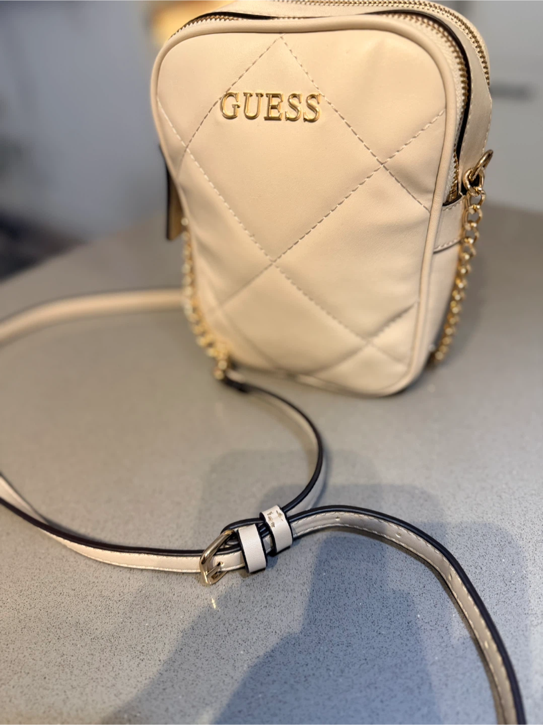 Guess Quilted Crossbody Bag - Cream - photo 4