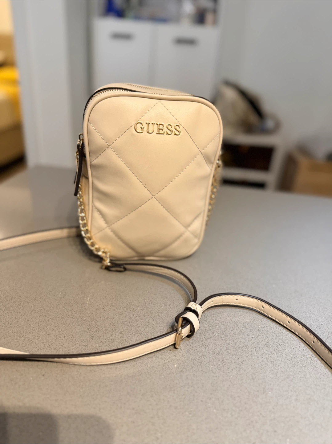 Guess Quilted Crossbody Bag - Cream