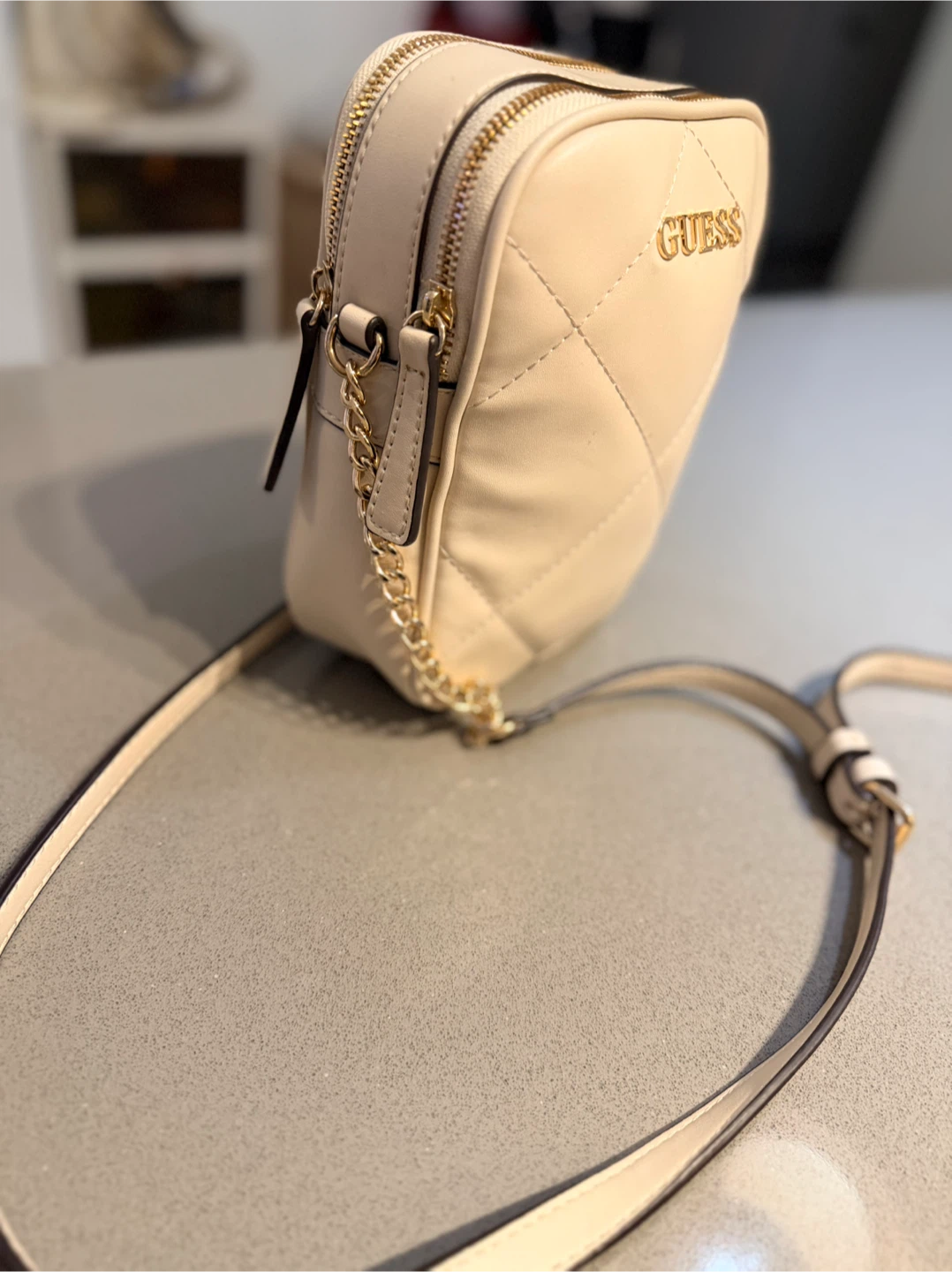 Guess Quilted Crossbody Bag - Cream - photo 3